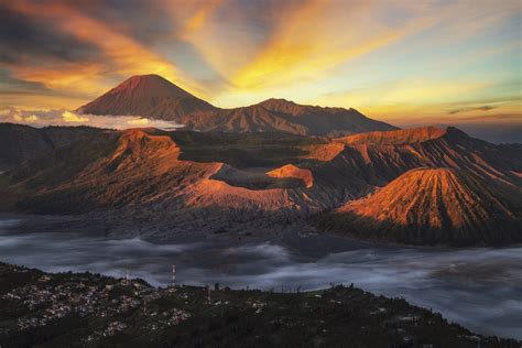Download Volcano Indonesia Mountain Sunset Nature Mount Bromo 4k Ultra