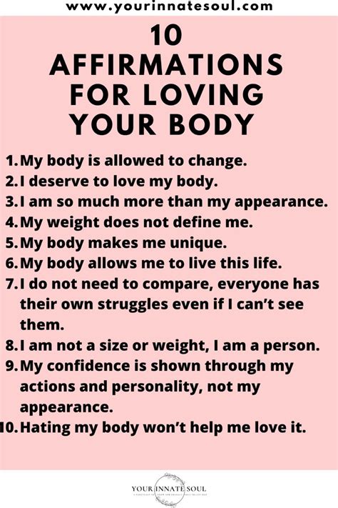 body affirmations positive how to love your body positive affirmations quotes body positive