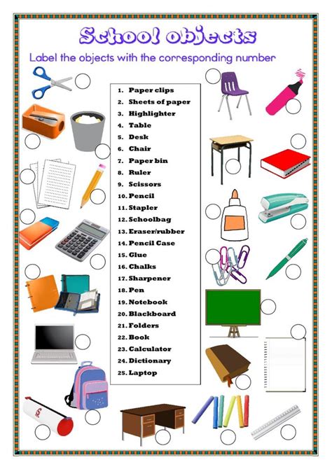 School Objects Interactive And Downloadable Worksheet You Can Do The