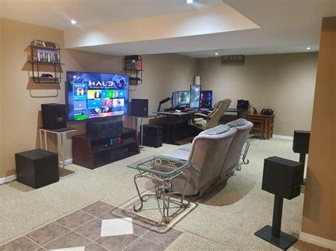 My Home Theater And Pc Gaming Setup In My Basement Apartment Rxboxone