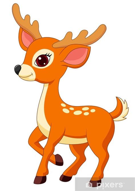 Sticker Cute Deer Cartoon Pixersuk