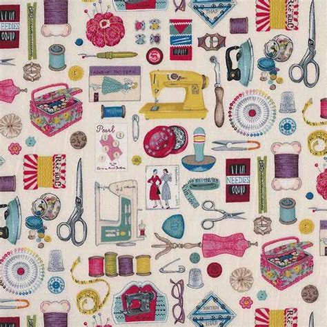 Sew Retro Notions By Makower Beautiful Pure Cotton Fabric With A