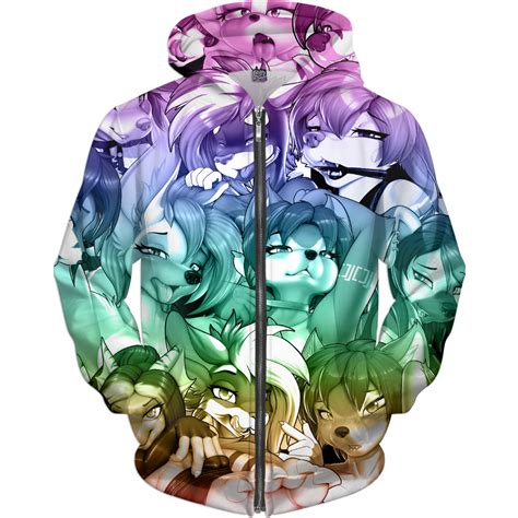 Ahegao Face Furry Trash Ahegao 3d Zipped Hoodie Ahegao Hoodie