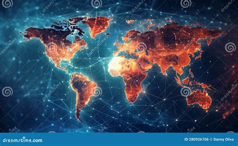 Digital Empowerment World Map Empowering Global Business Stock
