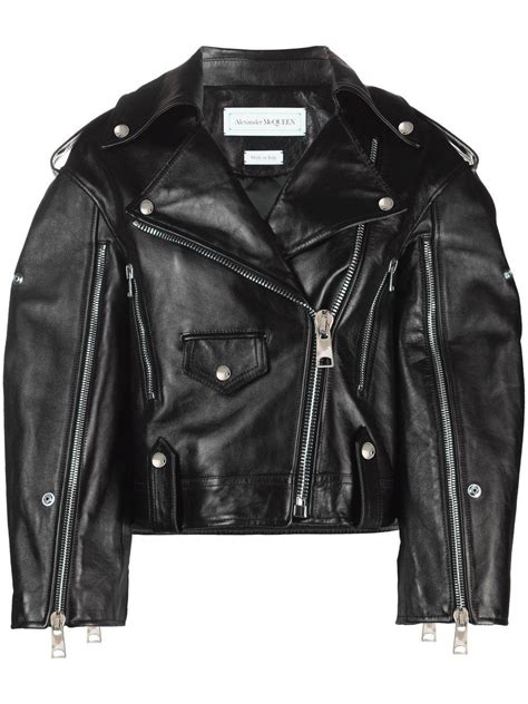 Alexander Mcqueen Leather Biker Jacket In Black Lyst