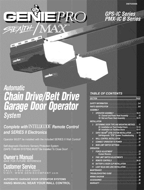 Genie Garage Door Opener Manual L0910369