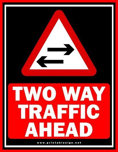 Printable Two Way Traffic Ahead Sign Sample Free