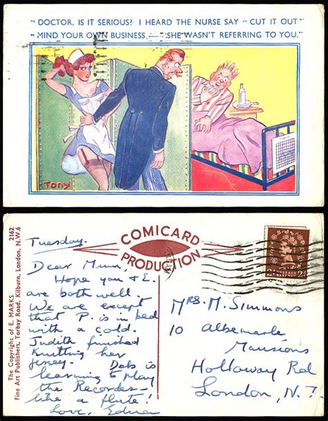Tony Saucy Comic Humour Old Postcard Doctor I Heard The Nurse Say