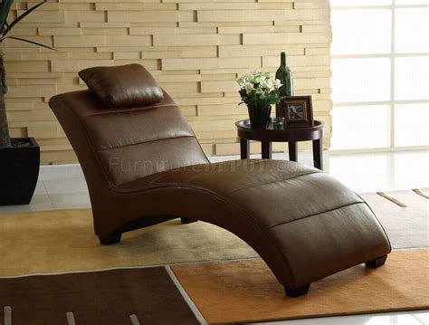 Brown Bonded Leather Modern Chaise Lounger W Pillow
