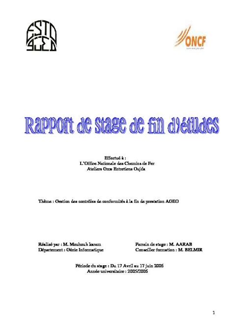 Rapport De Stage Oncf