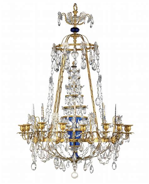 Sold Price A RUSSIAN ORMOLU AND BLUE GLASS SIXTEEN LIGHT CHANDELIER