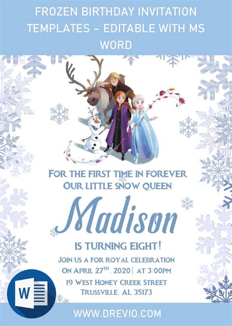 Invitation card maker is your online solution to every event. Frozen Invitation Templates - Editable With MS Word | DREVIO