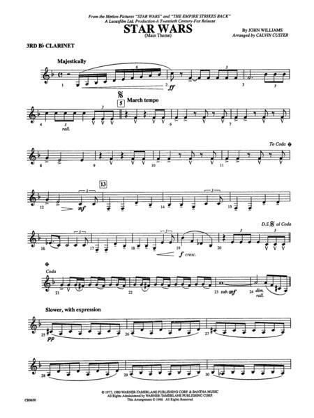 Star Wars Main Theme 3rd B Flat Clarinet By John Williams Digital
