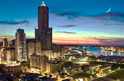 Shaped roughly like a potato, the island nation has more than 23 million people and is one of the most densely populated places in the. File:Sunset over the city centre of Kaohsiung, Taiwan.jpg ...