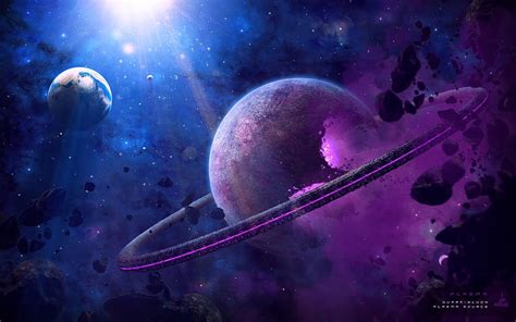 Planets Purple Planet Luminos Space Cosmos Pink Blue Hd