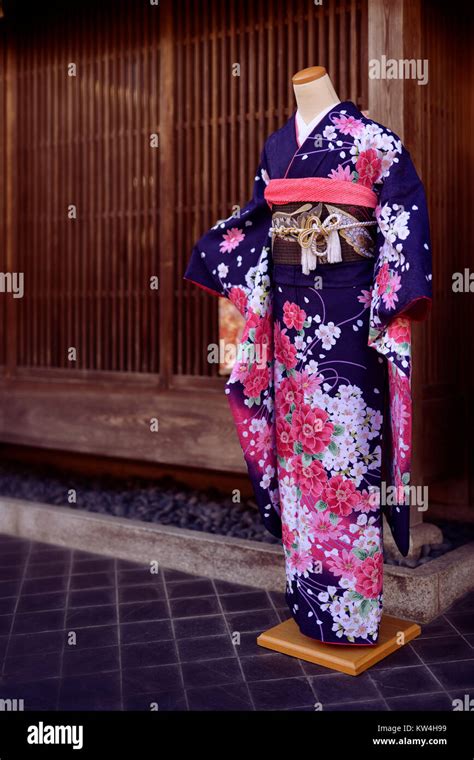 Beautiful Traditional Japanese Kimono On A Mannequin Outside Of A