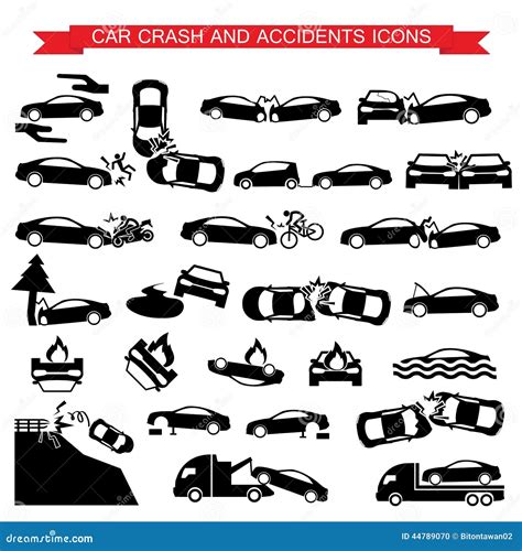 Car Crash And Accidents Icons Stock Vector Illustration Of Breaking