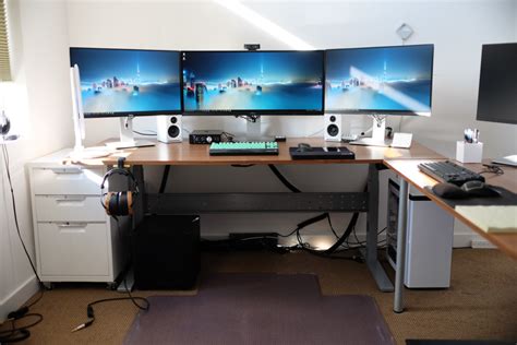 Gaming desks bring out all the things you wish you had when you were a kid, and mmorpgs were your jam. IKEA Gaming Computer Desk setup with drawer also Triple ...