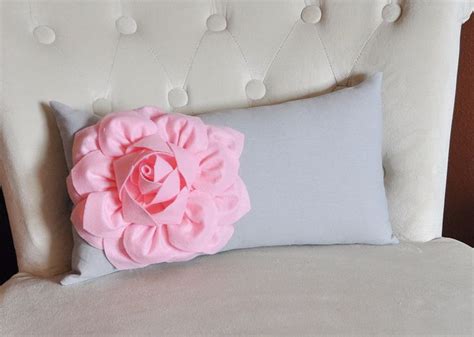 Decorative Lumbar Pillow Light Pink Dahlia On Gray Lumbar Pillow 9 X 16