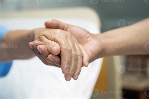 Holding Hands Asian Senior Or Elderly Old Lady Woman Patient With Love