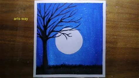 Easy And Simple Moonlight Night Painting For Beginners With Poster Colour