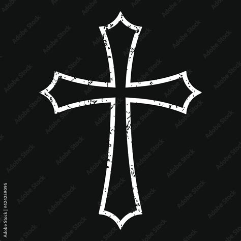 Cross Vector Shape Symbol With Grunge Texture Christianity Sign