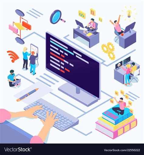 Software Developers Isometric Royalty Free Vector Image