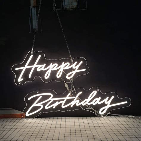 Happy Birthday Neon Lights Sign Neon Sign Party Neon Wall Etsy Uk