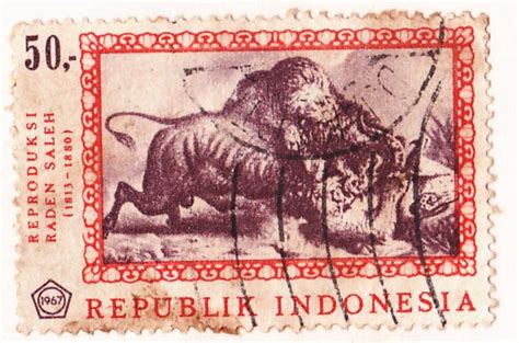 Perangko Lama Indonesia Gambar Salah Satu Lukisan Karya Raden Saleh