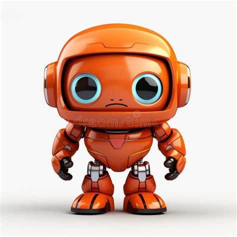 An Orange Robot With Blue Eyes And Big Eyes Stock Illustration