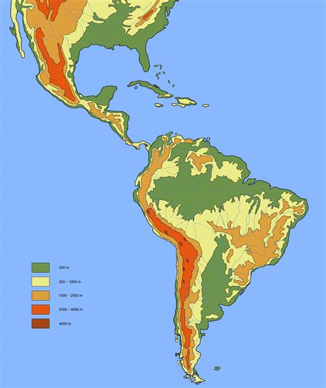 Large Elevation Map Of South America South America Mapsland Maps