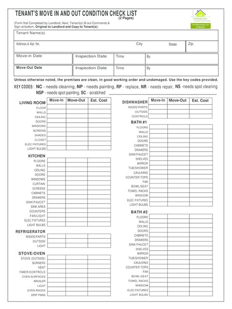 Fillable Move In Inspection Form Printable Forms Free Online