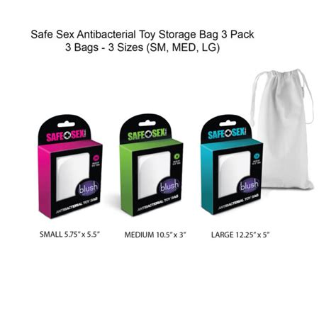 Safe Sex Antibacterial Toy Storage Bag W Drawstring Closure 3 Pack Sm