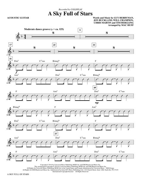 A Sky Full Of Stars Acoustic Guitar Sheet Music Direct