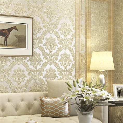 Victorian Yellow 3d Damask Wallpaper For Walls Vintage Damask Wall