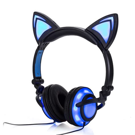 Bktp 2019 Cat Ear Headphones Led Ear Headphone Cat Earphone Flashing Glowing Headset Gaming