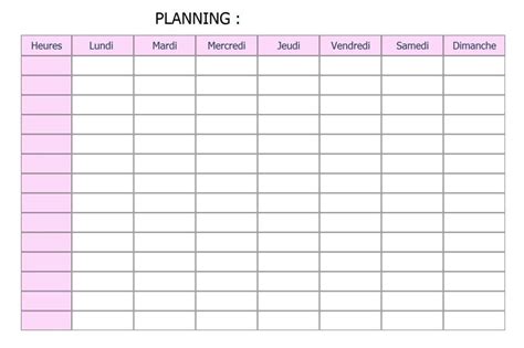 Imprimer En Ligne Planning De La Semaine Vierge à Remplir Planning