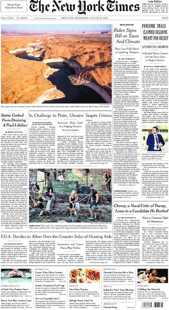 The New York Times International Edition In Print For Thursday Aug 18 2022 The New York Times