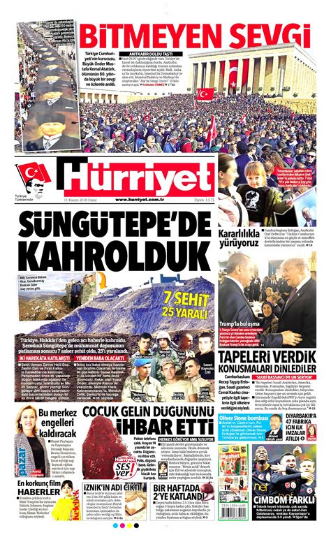 Günün Gazete Manşetleri 11 Kasım 2018 Son Tv