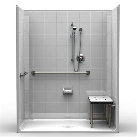 Ada Roll In Shower One Piece 63x37 8 Inch Tile Look Handicap Accessible Showers Ada