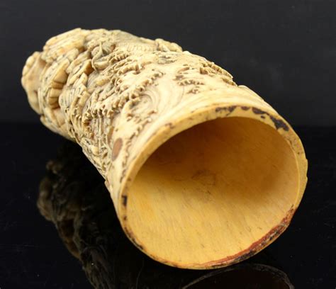 19th Century Japanese Carved Ivory Tusk Decorated