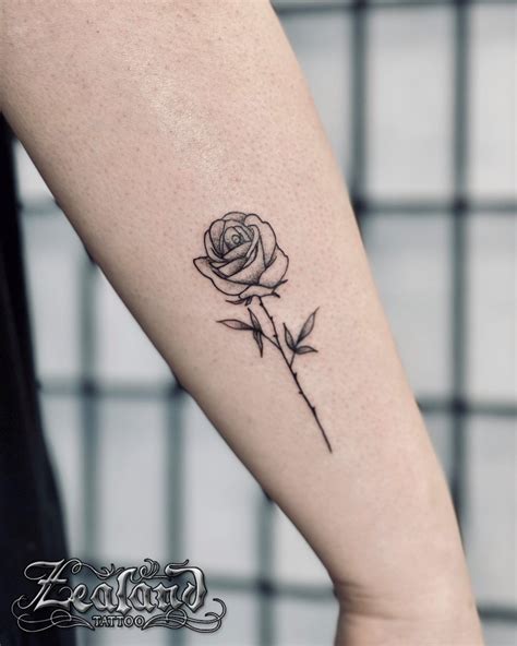 Fine Line Rose Tattoo Zealand Tattoo
