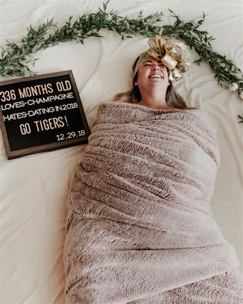 Woman Funny 336 Month Birthday Swaddle Photo Shoot Woman Goes Viral For Swaddling Herself For