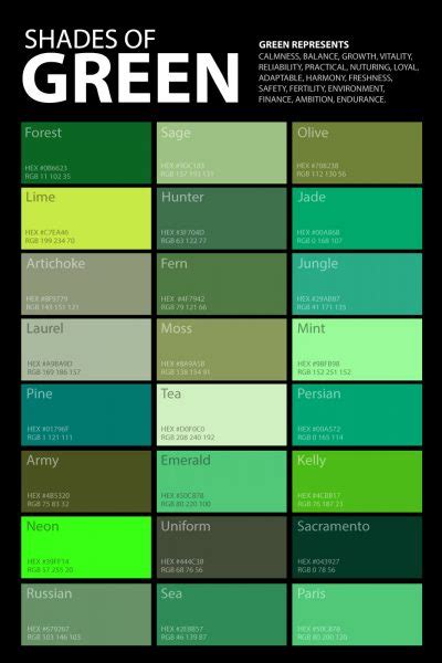 Find color name from image. Shades Of Green Color Palette Poster - graf1x.com