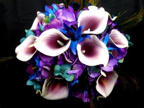 Purple Hydrangea Picasso Calla Lily Bridal Bouquet With Galaxy Etsy