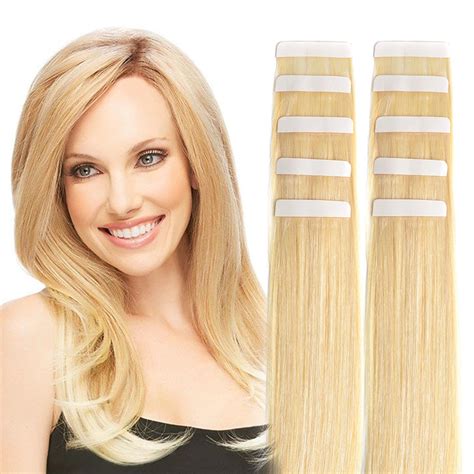 14 Tape In Hair Extensions Remy Human Hair Seamless Glue