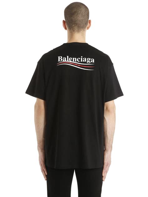 Lyst Balenciaga Political Logo Cotton Jersey T Shirt In Black For Men