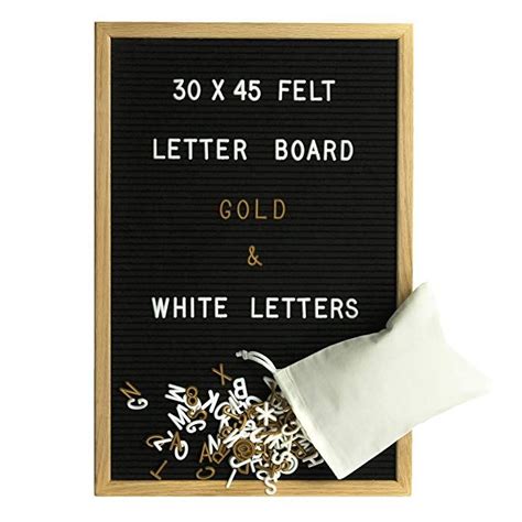 Gadgy Felt Letter Board 12x18 Inch Retro Wood With 680 White And