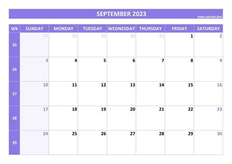 September 2023 Calendar Calendarbest