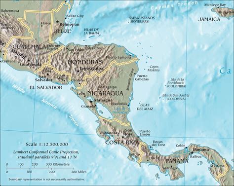 Central America Topography Full Size